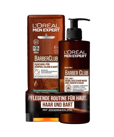 L'Or al Men Expert Nursing Set with Bartshampoo and XXL shower gel for body hair and a well-groomed beard with cedar wood barber club 2-part XL shower gel & beard shampoo