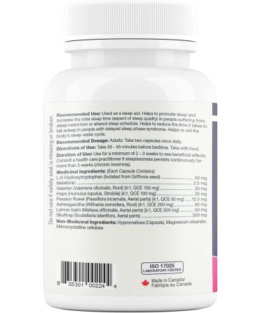 Maxion SleepAid Extra with Skullcap and Ashwagandha to Help Promote Sleep and Increase Total Sleep Time 60 Vegetable Capsules - Buy Online on SooperMarket.com