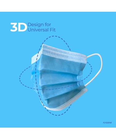 Travel Size Face Mask - 3 Ply Blue Disposable Face Masks for Adults - TSA Approved for Air Travel - 25 Count (5 Packs of 5) - Breathable & Comfortable - Buy Online on SooperMarket.com