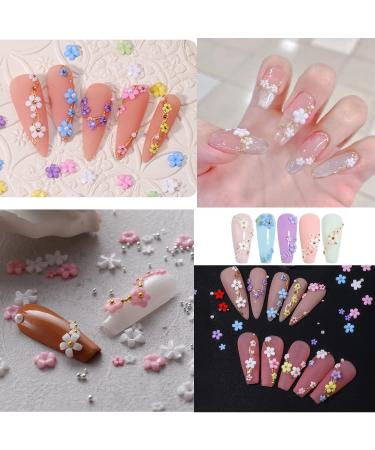 Flymind 3D Flower Nail Charms Set - Light Changing Acrylic Resin Flowers & Metal Caviar Beads for DIY Manicure Decoration | Includes Pickup Pencils & Tweezer - 36 Grids - Buy Online on SooperMarket.com