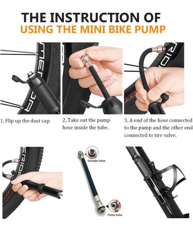 HSINMAXit Mini Bike Pump - Portable Presta and Schrader Valve Pump - 120PSI - Aluminum Alloy - Buy Online on SooperMarket.com