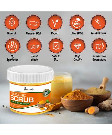 Herblov Turmeric Face Scrub - Natural Acne Treatment for Glowing Skin - Detox Clay Mask with Turmeric for Brightening and Toxin Removal - Buy Online on SooperMarket.com