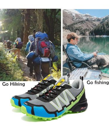 Men's Waterproof Trail Running Shoes - Gray Green-1 | Hiking & Outdoor Sneakers - Buy Online on SooperMarket.com