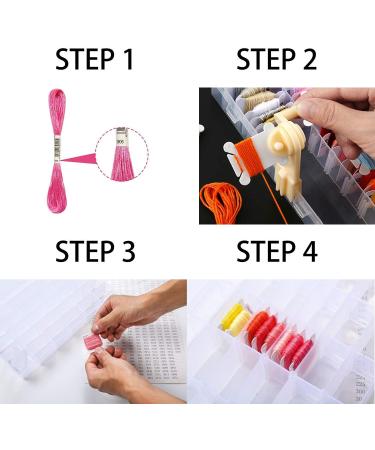 Embroidery Floss Cross Organizer Box - 127pcs Bobbin Winder Kit with 36 Compartments and Floss Bobbins for Craft Sewing Storage - Buy Online on SooperMarket.com