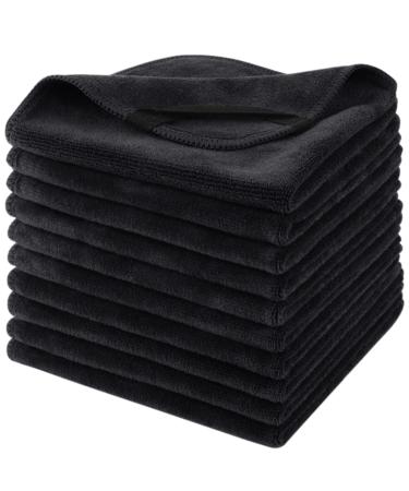 Sinland microfiber facial towels quickly drying absorbent washcloth soft make-up remover cloths 30 x 30 cm 1 piece (10 pack) Black