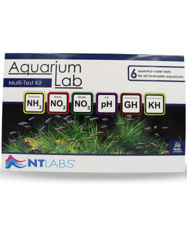 NT Labs Aquarium Lab Multi-Test Kit (6 Key Parameters - Ammonia Nitrite Nitrate pH General Hardness and Carbonate Hardness) Aquarium Kit Accurate Results Up to 200 Tests Combine Liquid Tests