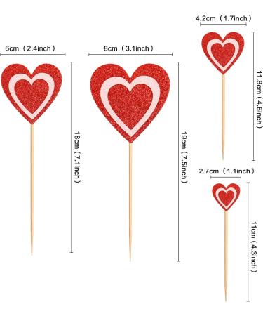 14 pcs Glitter Red Heart Cake Toppers Picks for Sweet Love Theme Wedding Engagement Valentine's Day Bridal Shower Mother's Day Party Cake Decors (Red Pink) - Buy Online on SooperMarket.com