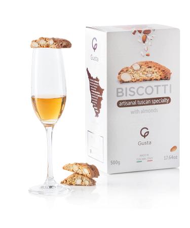 Gusta Authentic Tuscany Made Biscotti Cookies - Classic Almond Flavor - Two Bites Size - 17.64oz - All Natural Ingredients - Genuine Italian Dessert Treats - Buy Online on SooperMarket.com