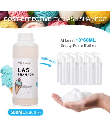 ICE CREAM Eyelash Extension Shampoo 600ml - Paraben & Sulfate Free Foaming Cleaner for Extensions & Natural Lashes - Safe for Professional & Self-Use - Buy Online on SooperMarket.com
