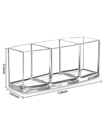HBlife Clear Acrylic Makeup Brush Holder Organizer - 3 Slot Cosmetic Brushes Storage and Eyeliners Display Case for Vanity - Buy Online on SooperMarket.com