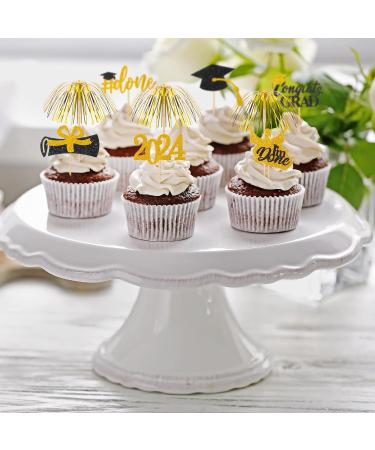 160 Pcs Graduation Firework Cupcake Toppers Set 100 Pcs 9 Inch Gold Foil Frill Firework Toothpicks and 60 Pcs Graduation Glitter Graduation Cupcake Topper for Graduation Party Cake Cocktail Food Fruit - Buy Online on SooperMarket.com