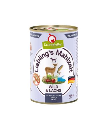 Granatapet Liebling's meal wild & salmon 6 x 400 g wet food for dogs dog food without grain & without sugar additives single feed with high meat content & high -quality oils wild & salmon 400 g (6 Pack)