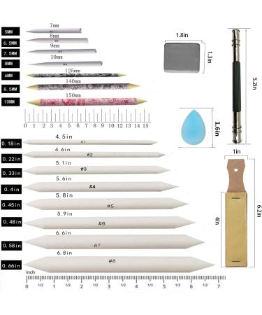 24 Pieces Blending Stumps & Tortillions Set with Sandpaper Sharpener, Pencil Extension, Eraser - Art Drawing Kit - Buy Online on SooperMarket.com