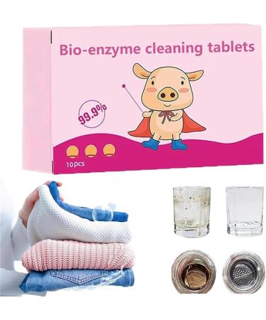 Multi-Functional Bio-Enzyme Cleaning Tablets Powerful Stain Removing Bio-Enzyme Cleaning Tablets Active Biological Enzyme Washing Quick 3-Minute Clean (1 Box)