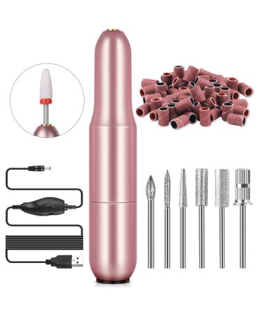 Saviland Electric Nail Drill - Electric Nail File Efile Nail Drill Professional Manicure With 6PCS Nail Drill Bits & 51Pcs Sanding Bands For Acrylic Nail Pedicure Polishing Shape Tools Home Salon Use A-pink