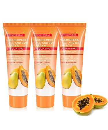 Skinetic Papaya Deep Exfoliator  Papaya Essence Brightening Exfoliating Peeling Gel  Deep Exfoliator Papaya Scrubs  Facial and Body Exfoliator with Papaya Extractfor (3pcs)