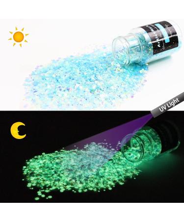 Glow in The Dark Chunky Glitter Set - 12 Colors - High Luminous Holographic Glitter for Crafts, Tumblers, Resin, Epoxy, Slime - Cosmetic Grade for Nails, Face, Body - 144g - Buy Online on SooperMarket.com