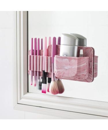 Silicone Wall Mounted Makeup Brush Holder - Brushes Storage Organizer for Bathroom - Mounts to Mirror or Tile - Toothbrush Holder - Buy Online on SooperMarket.com