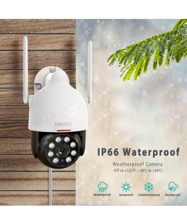 Dekco 2K Outdoor WiFi Security Camera with 360 Pan-Tilt View, Motion Detection, Siren, 2-Way Audio, Full Color Night Vision - Waterproof Dome Surveillance Camera for Home - 3MP, 1 Pack - Buy Online on SooperMarket.com