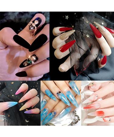 Stiletto Clear Nail Tips 500PCS Full Cover Acrylic Nails with Case for Nails Salon - Buy Online on SooperMarket.com
