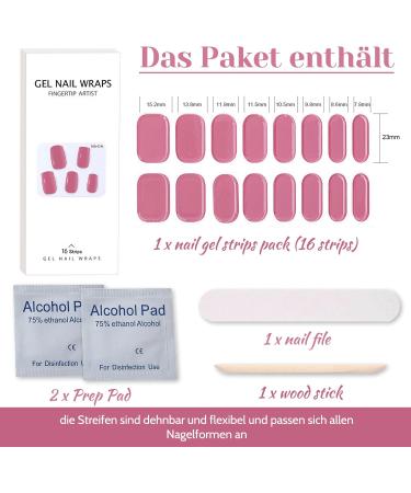 16 PCS Purple Gel Nail Polish Stickers - Full Wraps for Women & Girls | Cured Gel Nail Strips Decoration (BSG-0296-rosa) - Buy Online on SooperMarket.com