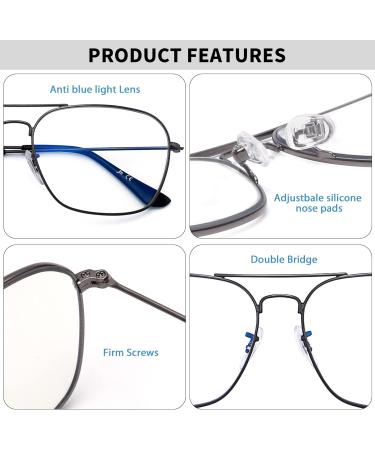 JM Plane Blue Light Blocking Glasses - Anti-Glare Computer Eyewear for Men & Women | Stylish Gunmetal Frame & Black Temple Tips - Buy Online on SooperMarket.com