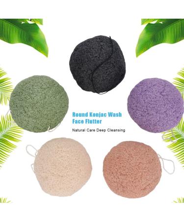 5 Colors Round Konjac Wash Face Flutter Natural Facial Care Cleansing Gently Facial Puff for Home Gift - Buy Online on SooperMarket.com