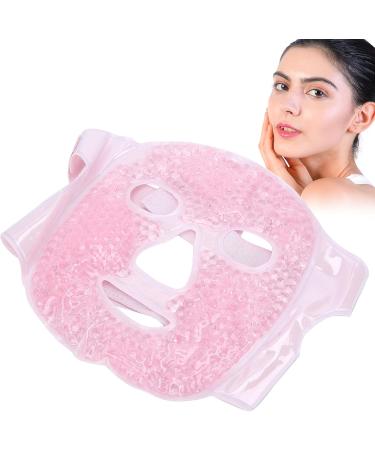 Hot Cold Compress Facial Gel Mask Reusable Washable Gel Beads Face Mask for Dark Circles and Puffiness Skin Friendly Cooling Gel Face Mask with Elastic Band Design (Pink) - Buy Online on SooperMarket.com