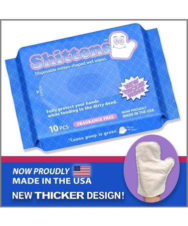 Shittens Disposable Mitten-Shaped Wet Wipes 10 Count - Pack of 1 | Convenient and Hygienic Cleaning Solution - Buy Online on SooperMarket.com