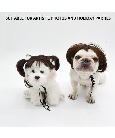 1 Piece Pet Wig Dog and Cat Cosplay Wig Christmas Dog Wig Large and Small Dog Wig Pet Wig with Bangs Suitable for Artistic Photos and Holiday Parties (Brown) - Buy Online on SooperMarket.com