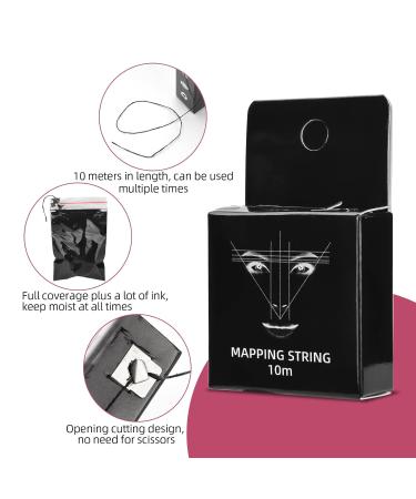 ATOMUS Eyebrow Mapping String 3 Pack - Pre-Inked 10m - Microblading String in Black, White, Pink - Brow Marking Tool for Perfect Eyebrow Makeup - Buy Online on SooperMarket.com