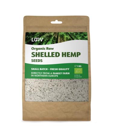 LOOV Organic Raw Shelled Hemp Seeds Hemp Hearts 1kg Not Heat-Treated All Nutrients Preserved Nutty Flavour Organically Grown in Nordic Climate Good Source of Protein and Omega Fatty Acids
