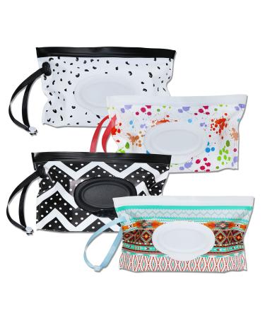4 Pack Baby Refillable Wet Wipe Dispenser, Reusable Wipe Holder Wipes Pouch Container, Portable Travel Wipes Holders & Case, Eco Friendly and Lightweight Wipes Pouch 4pack
