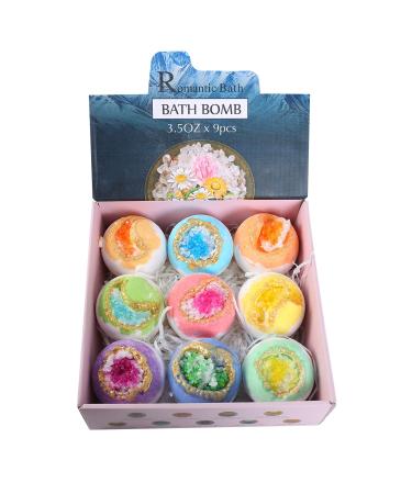 Anself Bath Bombs Set 100g Bath Balls Sea Salt Body Cleanser for Bubble Bath Spa Home Use Birthday Holiday Gift Set 9 Pack
