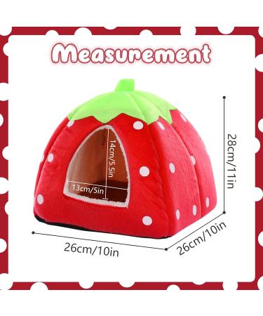 Kuoser Small Animal Winter House | Non-Slip Strawberry Hedgehog Bed | Removable Pad | Guinea Pig, Hamster, Chinchilla, Ferret, Rabbit House - Buy Online on SooperMarket.com
