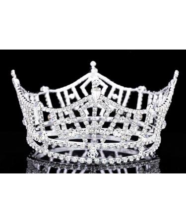 Silver Plated Rhinestone Crystal Pageant Tiara Crown - T1016 - Buy Online on SooperMarket.com