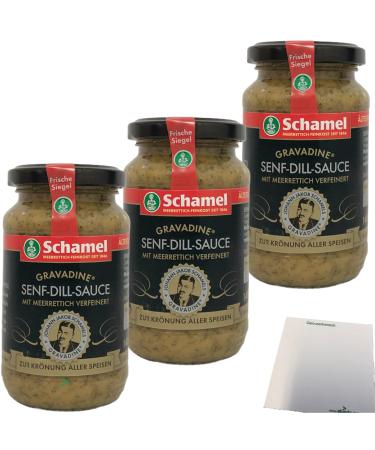 Schamel mustard-dill sauce gravadine refined with horseradish 3-pack (3x140ml glass) + usy block