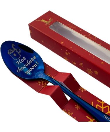 Premium Hot Chocolate Spoon with Christmas 2023 Gift Box - 15cm Size - Available in Silver Gold Rose Gold Black Blue Rainbow and Purple - Holiday xnas Gift - Buy Online on SooperMarket.com