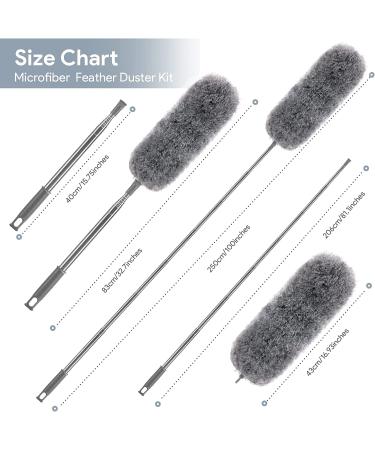 Extendable Microfiber Feather Duster - 100 inch Long Handle Dusting Tool for All-Round Home Cleaning - Gray - Buy Online on SooperMarket.com