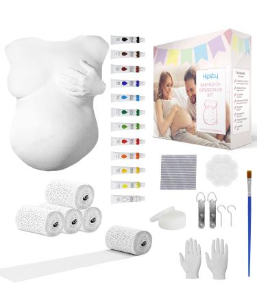 Hipsty plaster printing baby bump set with (23m) plaster bandage 12 acrylic paints & much more |The abdominal impression reminds you of your pregnancy for a long time |Complete set