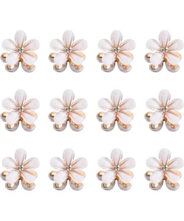 Kioiner 12 Pcs Mini Hair Claw Clips 2.1cm Diamond Hair Clips Cute Flower Non-Slip Hair Pins Bangs Clips Daily Party Wedding Hair Styling Hair Accessories for Women Girls (White) - Buy Online on SooperMarket.com