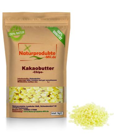 Cocoa Butter Chips 1 kg 1000 g Cocoa Butter Pastilles Nibs Food Grade Theobroma cacao 1 kg (1 pack)