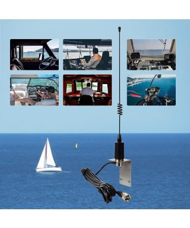 UAYESOK 15 Inch Stainless Steel Marine VHF Antenna for Cobra, Icom, Uniden, Standard Horizon Radio - Low Profile Design with 16.4ft Coaxial Cable - Buy Online on SooperMarket.com