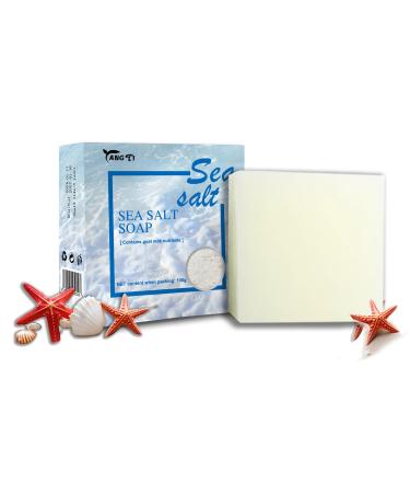 Sea Salt Soap Natural Sea Salt Goats Milk Soap for Remove Mites Handmade Soap Rich in Sea Salt Natural Soap Bar For Deep Clean Face and Body