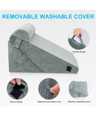 Howhom Adjustable Memory Foam Bed Wedge Pillow - Orthopedic Incline Cushion for Snoring, Allergies, Reading, Sleeping, Acid Reflux - Reduce Neck and Back Pain - Grey - Buy Online on SooperMarket.com