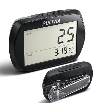 Pulivia Pedometer 3D Step Counter With 12/24-Hour Clock for Walking Accurate Step Counter Pedometer with Clip and Lanyard Simple Pedometer for Elder Kids Men Women Step Counter With Clock