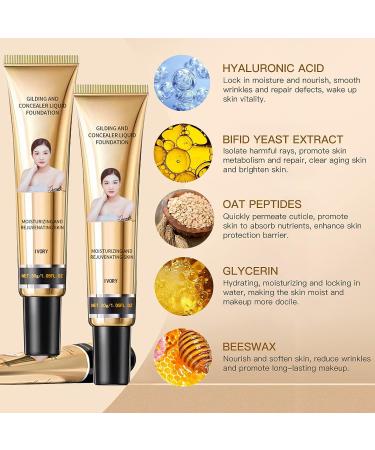 LSxia 2Pcs Liquid Concealer Foundation Set - Waterproof & Moisturizing Ivory Makeup for Full Coverage & All Skin Types - Buy Online on SooperMarket.com