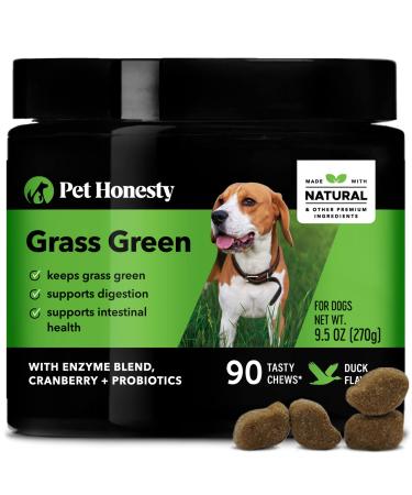PetHonesty Grass Green Grass Burn Spot Chews for Dogs - Dog Pee Lawn Spot Saver Treatment Caused by Dog Urine - Cranberry, Apple Cider Vinegar, DL-Methionine Grass Treatment Rocks - 90 Chews Duck