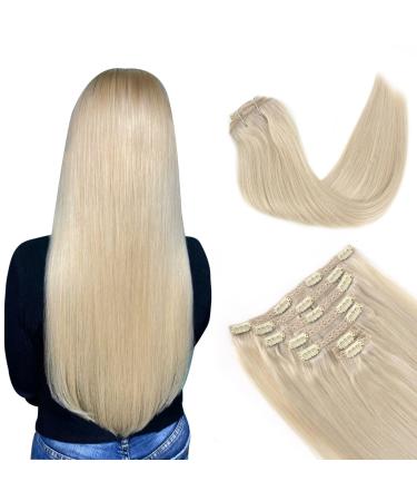 Vlasy Clip in Hair Extensions Human Hair 7 Pieces Clip in Hair Extensions Real Human Hair Seamless Straight Natural Thick Weft Human Hair Clip in Extensions for Women Light Grey# 12 Inch(60 g) 12 Inch (60 g) Light Grey#