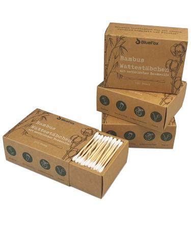 Bluefox bamboo cotton swab without plastic 800 pieces ear sticks vegan q tips sustainably with cotton compostable biodegradable Qtips cotton bud color: nature 800 pieces (1 Pack)